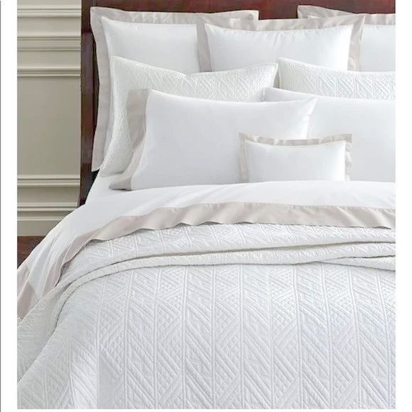 NEW $500 Ralph Lauren Oakfield Coverlet!QueenWhiteQuilted Type Stitching